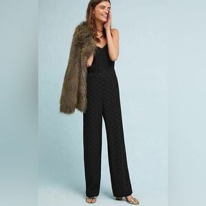 Anthropologie Essential Slim Jumpsuit Black Sleeveless Belted Women’s Size 4